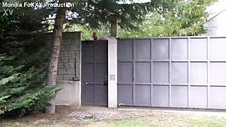 Overwhelmed by Monika Fox's Sloppy Outdoor Blowjob on Busy Street