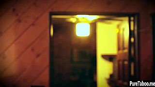 hot teen 18+ gave up her virginity in hardcore group sex with a guy and her petite stepsis