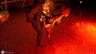 wild life - big ass big tit curvy white milf serenia dresses up like a slut and fucks her big black dick nero by the fire