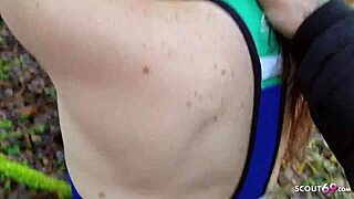 horny cheating german milf wife gets picked up in the park for rough outdoor pov facial cumshot