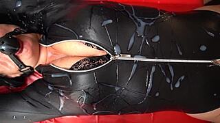 leather milf got fucked with big cock blowjob and creampie cumshot in roleplay.