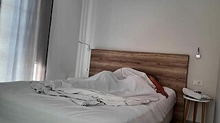 Sharing Hotel Room With Brunette Stepmom Leads To Close Up Views Of Big Natural Tits And Hairy Pussy