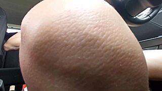 Brunette milf boldly masturbates to real female orgasm in car during european road trip pov