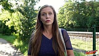 German Scout Picks Up Natural Girl Riddy with Hairy Pussy for Multiple Orgasm Casting Session