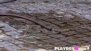 Wow, this petite big tits beauty exposed her hot body and that sexy milf enjoyed a full striptease outdoors.