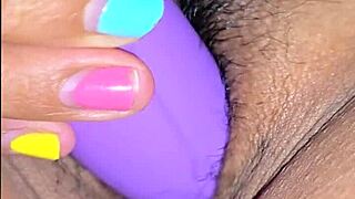 Husband filmed his latina wife up close with vibrator on her hairy wet pussy.
