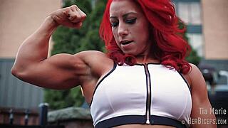 Tia Marie MUSCLE BICEP MEASUREMENTS In Sexy Redhead Flexing