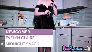 that evelyn claire looks amazing posing in lingerie and stockings with her small tits