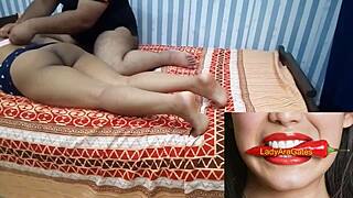 Hey, check out these desi lovers in hidden sex with the milf girlfriend showing her shaved pussy and small tits.