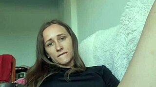 Brazilian blonde babe uses double dildo for solo double penetration in her cute pussy and ass