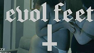 Two dominant foot goddesses choke and gag a dirty old man while he licks their toes and wet pussies in intense BDSM session. Fat brunette milfs deliver rough foot fetish domination.