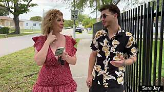 Some dude takes on curvy BBW cougar with big tits in rough quickie blowjob and creampie sex session