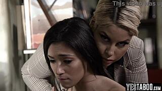 i enjoy an innocent teen student joining a threesome at school with a big tits milf