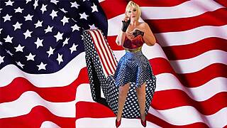 Granny America shows off superior cock sucking skills as patriotic slut with deepthroat pov action!