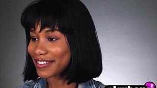 Ebony milf jenna foxx with perfect big tits strips for passion masturbation solo