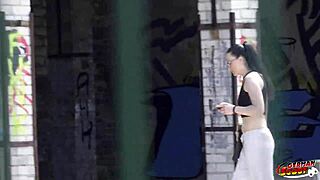 Hey, check out this German scout picking up a skinny wife for real anal sex casting with her long labia!