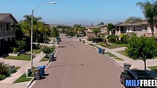 Busty blonde milf gets oiled massage and intense fucking from young Russian step son on Valentines Day