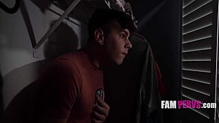 Horny petite mommy eases scared stepson with classic retro blowjob in taboo pov wanking session.