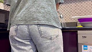 Dormmate Swallows Cum in Mouth and Hair During Kitchen Deepthroat Fuck