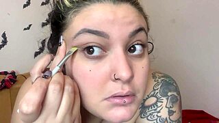 Fetish topless chubby kitten makeup daddy's hairy humiliation play