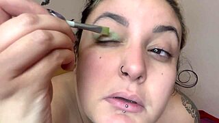 Fetish topless chubby kitten makeup daddy's hairy humiliation play
