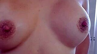 Handjob wakes stepbro! Cum blasts huge tits!