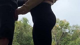 Fucked OUTSIDE MILF Pisses on FEET!