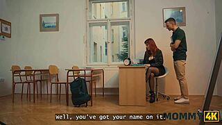 Big Titted Redhead Teacher Mommy In Stockings Demands Student Lick Her Pussy Or Get Fired