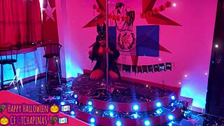 playboy bunny chapina screams happy halloween as clothes rip off!