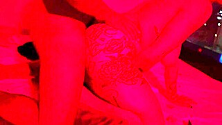 hot tat girl chokes on muscular bbc before rough interracial assfucking and cum swap!