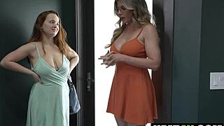 Cory Chase dominates petite stepdaughter Eviee in hardcore lesbian play