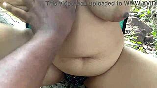 Stranger spots stepmom peeing then bends her over for wild forest doggy fuck?