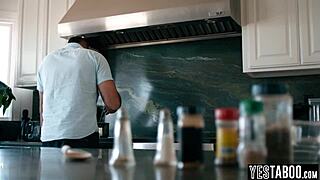 mature stepdad trains teen latina's mouth on bbc