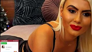 Blonde teen whore moans loud fingering shaved pussy on webcam for cash