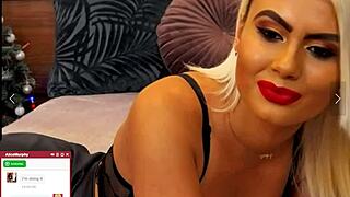 Blonde teen whore moans loud fingering shaved pussy on webcam for cash