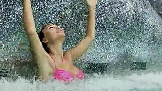 hot monika fox pink bikini pool swim public strut