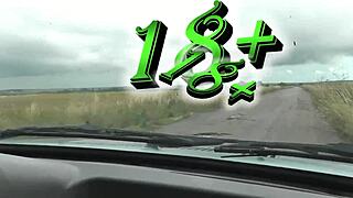 Blonde wife parks car, fingers wet pussy to public squirt orgasm