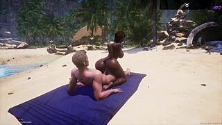 Big Ass Black Milf Indra Beach Fucks Jason's Huge White Cock!