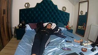 milfycalla dances sexy in shorts teasing pussy before masturbating hard