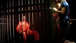 Two Blonde Milfs Fuck Horny Prisoner in Steamy FFM Threesome