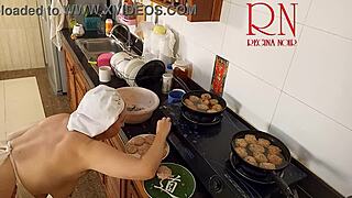 ugh, this nudist housewife regina noir cooking naked in kitchen as maid drives me wild backstage