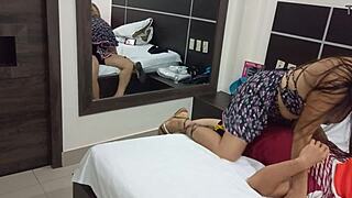 Hot stepdaughter rides my cock moaning sensually alone in hotel!