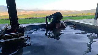 Juicy ebony secretary rips clothes for sloppy boss fuck in steamy jacuzzi