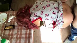 stepmom calls stepson for dinner but blows him deep then rides for full creampie sex