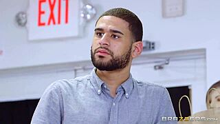 Cali Carter's big tits bounce wildly during intense office fuck