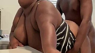 amateur milf gets pussy licked moans loud during intense kitchen orgasm sex session