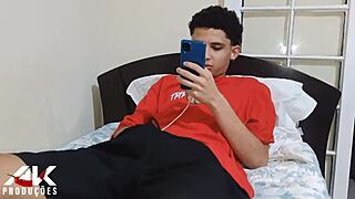 stepson hides in closet spying hot milf stepmom's big tits curves