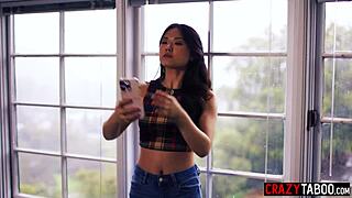 Big tits milf dee williams licks and muff dives asian teen lulu chu's perfect ass pussy