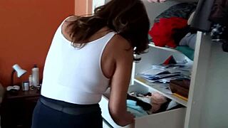 check out this hot latina wife flashing her huge tits and hairy pussy in erotic homemade compilation