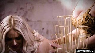 What if blonde teen licks busty milf boss pussy during intense interview?